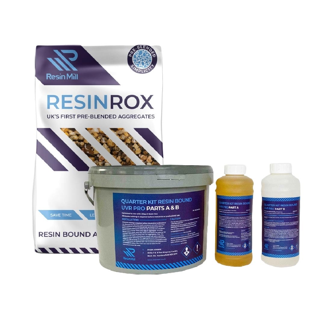 Resin Mill Quarter Kit — ResinRox bag with Quarter Kit bucket and Parts A & B bottles